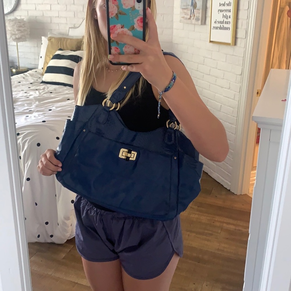 Gianni Bini Blue Leather/Tortoiseshell Purse